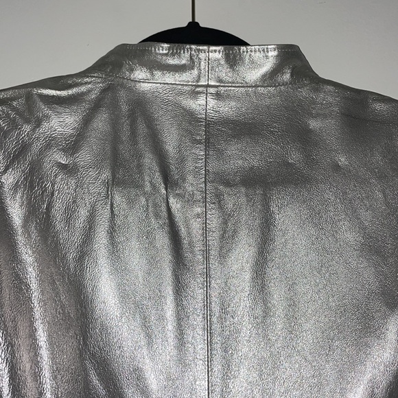 AS by DF silver metallic leather long sleeve blouse Beyonce Renaissance - Picture 6 of 6